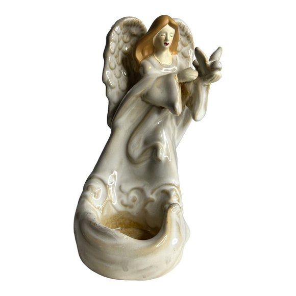 Yankee Candle Angel Figurine Tealight Votive Candle Holder Dove Bird Peace - Picture 2 of 8